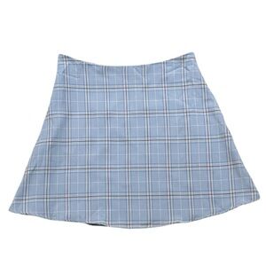 PRINCESS POLLY Blue Plaid A Line Mini Skirt Date Night Sexy Size 6 Summer Spring